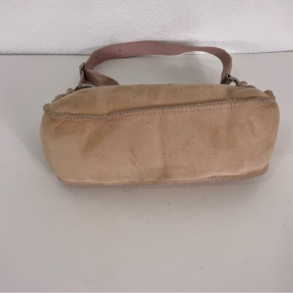 UGG Light Pink Leather Suede Fur Lined Small Shoulder Purse - Picture 5 of 8